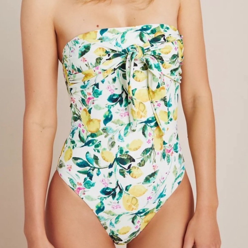 Anthropologie. PilyQ one-piece lemons swimsuit.